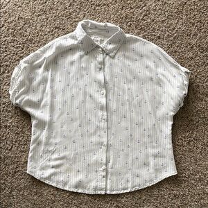 Nautical Anchor Print Button-Up Shirt